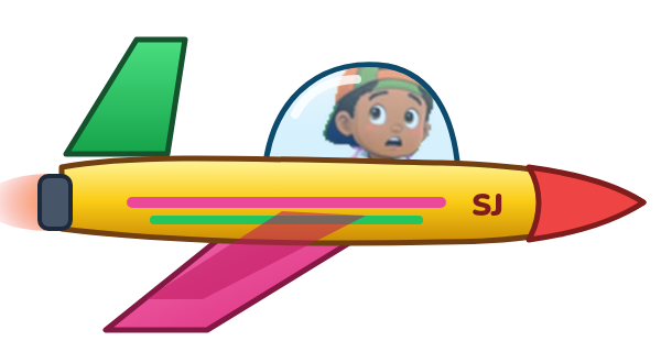 Jaxson flying his yellow, green, pink and red jet